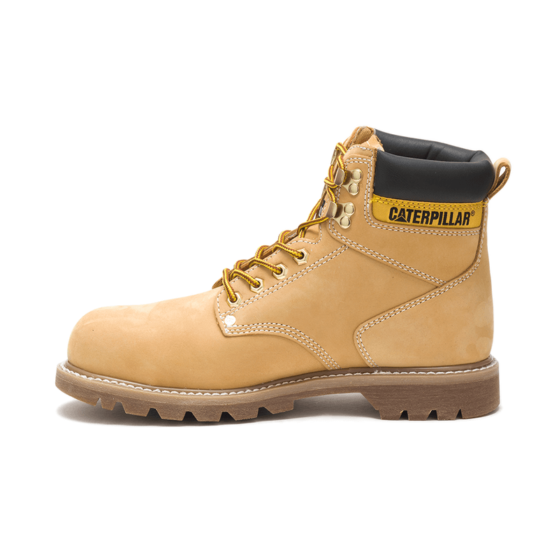 Bota botina caterpillar masculina em couro legitimo resistente para trabalho